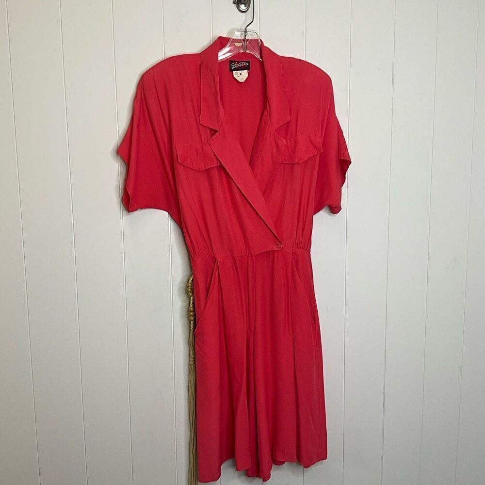 Vintage Hearts Womens Size 8 One Piece Shorts Jumper Red Short Sleeves Flowy